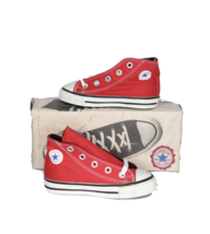 NOS Vtg 90s Converse All Star Chuck Taylor High Top Shoes Red Toddler Size 7T - £55.65 GBP