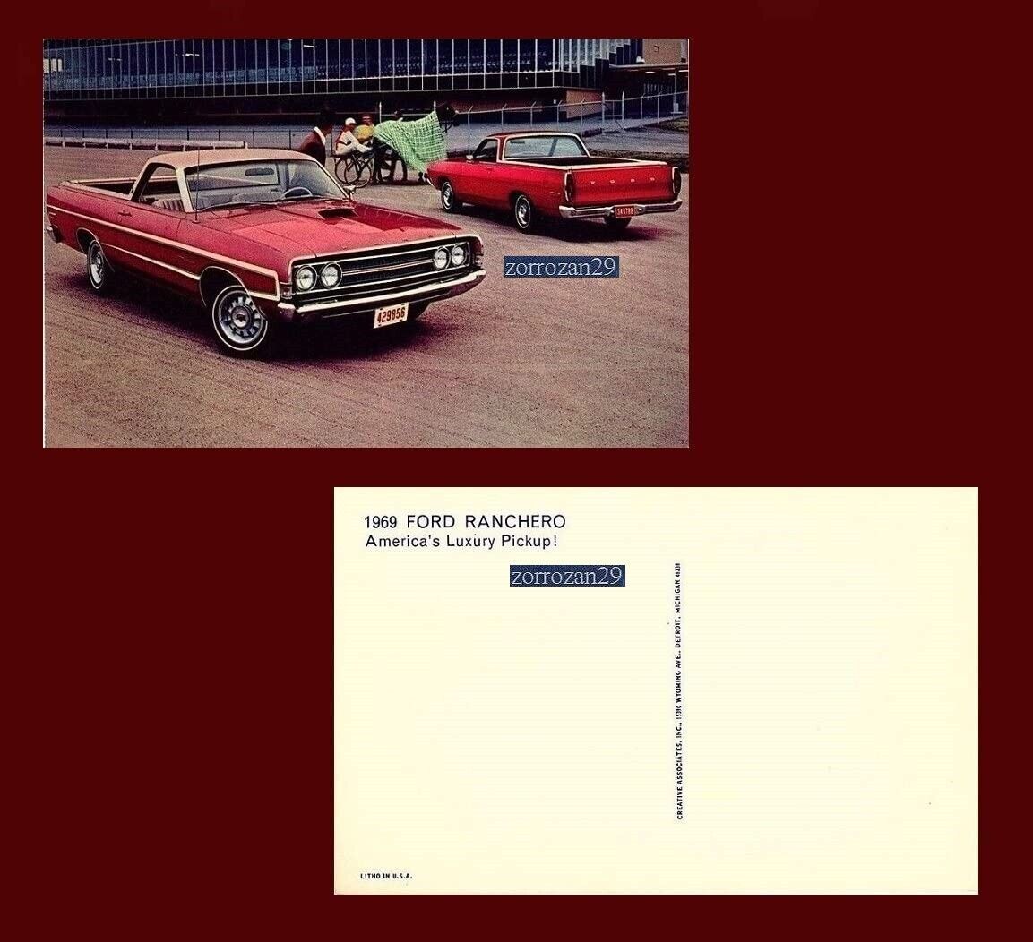1969 FORD RANCHERO VINTAGE ORIGINAL COLOR POST CARD -USA- EXCELLENT ...