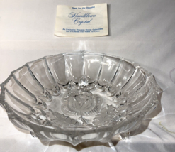 Hand Blown Crystal Bowl Rose Design Vintage Footed Dinnerware Dishes Bowls 8&quot; Di - £30.89 GBP
