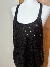 Express Sequin Tank Top Sz M Y2K Girl Disco Rave Whimsigoth Dark Fairy 7... - $19.79