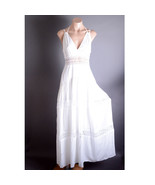 White V Neck Eyelet Boho Pocket Crochet Purple Fringe Tassel Long Maxi D... - $116.56 CAD