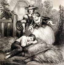 The Little Tease Prank Engraving 1859 Victorian Farm Life Children Art DWY5E - £55.94 GBP