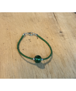 Handcrafted Bracelet, Dark Green glass bead accented w/green glass seed ... - $9.75