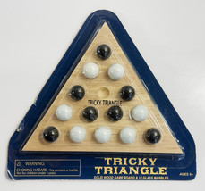 Classic 2005 Tricky Triangle Solid Wood Game Board &amp; 14 Glass Marbles Ag... - €5,92 EUR