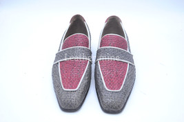 Handmade Woven Dress Leather Loafers Shoes Genuine Leather Custom Shoes - $180.49