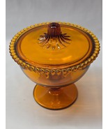 Vintage Indiana Glass 7159 Amber Compote Candy Dish With Lid - 4.625&quot; x ... - $20.19 CAD