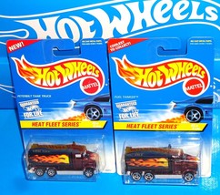 Hot Wheels Lot 2 Peterbilt Tank Truck 1997 Heat Fleet w/ Wheel &amp; Card Va... - $7.92