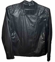 Eileen Fisher Jacket Women&#39;s 3X Black Moto Faux Leather Stylish Polished Chic - £53.98 GBP