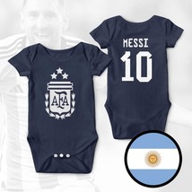 Argentina Messi Champions 3 Stars FIFA World Cup Qatar 2022 Navy Baby Bodysuit - £21.40 GBP