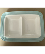 LENOX TIN CAN ALLEY 1pc SQUARE 2 SECTION  12.75” WHITE/BLUE DISH  SERVER... - $83.86