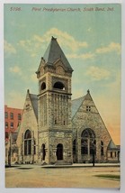 South Bend Indiana First Presbyterian Church Street View 1915 Postcard S19 - £5.55 GBP