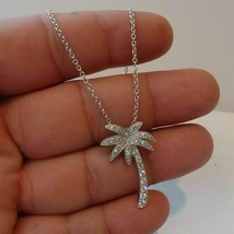 1.00 Ct Round Simulated Diamond Palm Tree Pendant Necklace 14K White Gold Plated - £89.76 GBP