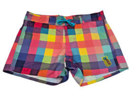 LittleMissMatched Hello Summer Plaid Board Shorts Girls 8 Multicolor Pineapple - £7.91 GBP