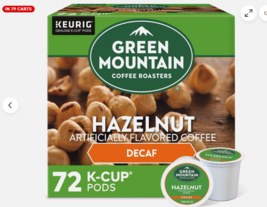 Green Mountain Coffee Hazelnut Decaf, Keurig K-Cup Pod, Light Roast, 72 ... - $434.42 MXN