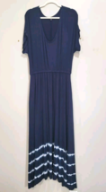 LANE BRYANT Blue OMBRE Tie Dye Rayon Knit Maxi Dress Short Sleeve 14/16 - €17,81 EUR