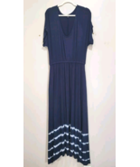 LANE BRYANT Blue OMBRE Tie Dye Rayon Knit Maxi Dress Short Sleeve 14/16 - $20.85