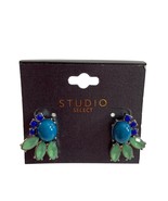 Studio Select Green Blue Earrings Silver Tone Studs New on Card - $11.88