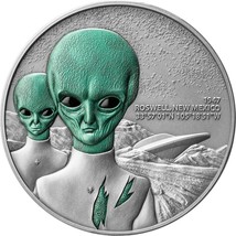 2 Oz Silver Coin 2024 Cameroon Interstellar Phenomena Roswell UFO Incident Alien - £290.54 GBP