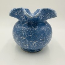 Shawnee Vase Studio Potter  Ruffle Blue Glaze Splatter Drizzle 5.5 in Ho... - £21.21 GBP
