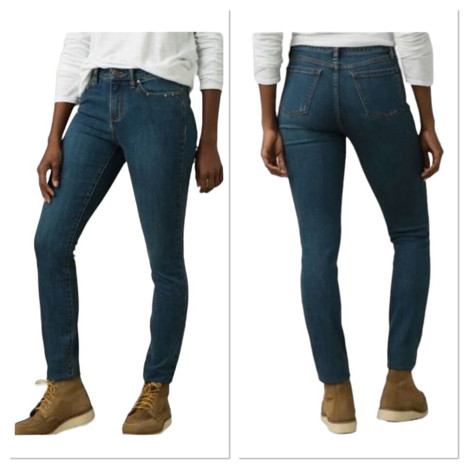 Prana Women Sienna Jean Dark Wash True Blue Size 2 Regular Cotton Fitted... - $22.14