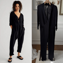 Free People OB1597561 Hot Shot Black Gauzy Jumpsuit $137 L - $1,138.32 MXN