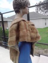 vintage natural genuine mink fur stole shawl cape women size medium - $265.00