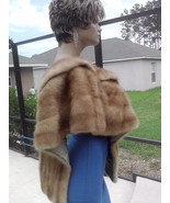 vintage natural genuine mink fur stole shawl cape women size medium - $5,044.66 MXN