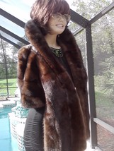 vintage genuine mink fur shawl stole cape color chocoate brown size larg... - $379.00