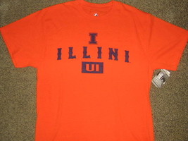NWTS * UNIVERSITY of ILLINOIS * Mens sz LARGE orange logo graphic tee Shirt - £9.91 GBP
