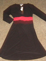 NWTS * STEPHEN &amp; CASEY  * Womens sz MEDIUM black DRESS with red trim - $19.90