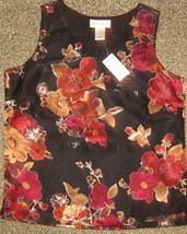NWTS * DRAPERS &amp; DAMONS * Womens sz SMALL black floral dressy tank top S... - $12.35