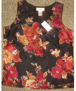 NWTS * DRAPERS &amp; DAMONS * Womens sz SMALL black floral dressy tank top S... - £9.65 GBP