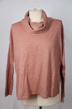 Eileen Fisher S Dusty Mauve Merino Wool Cowl Neck Split Side Sweater Flaws - $23.51