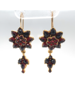 Genuine Natural Bohemian Garnet Drop Dangle Earrings w/ New 14k Wires (#J6486) - £505.60 GBP