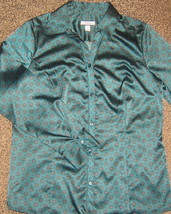 CROFT &amp; BARROW  *  Womens sz MEDIUM green blouse career button down SHIRT - $5.30