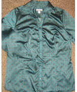 CROFT &amp; BARROW  *  Womens sz MEDIUM green blouse career button down SHIRT - £4.16 GBP