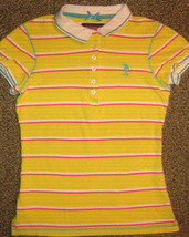 US POLO ASSOCIATION * Womens sz SMALL S cotton yellow striped polo SHIRT - £6.32 GBP