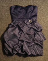 TRIXXI * Womens sz 7 navy blue &amp; polka dots strapless party Dress - £9.93 GBP