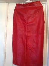 SOFT GENUINE Red leather Skirt ~ SiZE:SMaLL-MeDIUM ExCeLLEenT Like new C... - $68.00