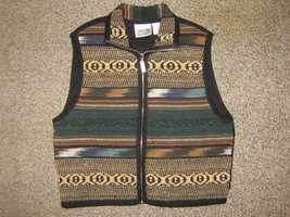 CHICOS * Womens sz 0 SMALL black VEST Aztec Design Full Zipper - $14.40