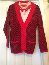 Women ICARUS Red and White CARDIGAN SET Coordinate Size: Small  EUC - $29.00