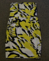 EXPRESS * Womens sz 4 Colorful white yellow &amp; black strapless party Dress - £10.68 GBP