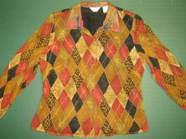 LAURA ASHLEY * Petite Womens 8 8P SMALL silk button down brown blouse sh... - $16.99
