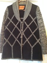 Women Black and Gray Knit Genuine Suede PATCH Sweater Jacket Size: Medium  - $837.60 MXN