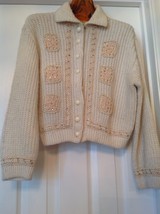 Women LOVelY Embellished White Hand Made Knit Sweater Size: Petite ~ Exc... - £32.83 GBP