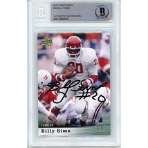 Billy Sims Oklahoma Sooners Signed 2013 Upper Deck OU Beckett BGS On-Car... - £77.37 GBP