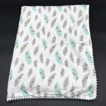 Peanutshell Baby Blanket Feathers Minky Pom Pom Trim - £17.51 GBP