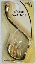Wall Mounted Classic Coat Hook 2 Prong Brass Finish Hat Hanger 1733 - $6.48