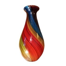 Vibrant Art Glass Toscana Vase Multicolor Twist Rainbow Dynasty Gallery ... - £65.37 GBP