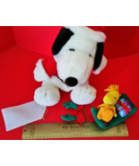Peanuts Gang Plush Toy Snoopy Christmas Holiday Cartoon Santa Sled Set W... - $32.46 CAD